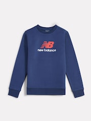 New Balance Blue Brush Back Stacked Logo Crew Sweatshirt - Image 1 of 3