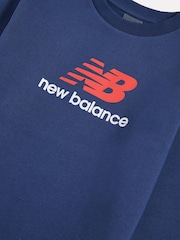 New Balance Blue Brush Back Stacked Logo Crew Sweatshirt - Image 3 of 3