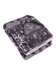 Furn Charcoal or Cream Constellation Printed Sherpa Fleece Throw - Image 1 of 6