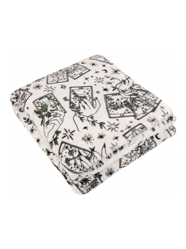 Furn Green Celestial Stories Printed Sherpa Fleece Throw - Image 1 of 6