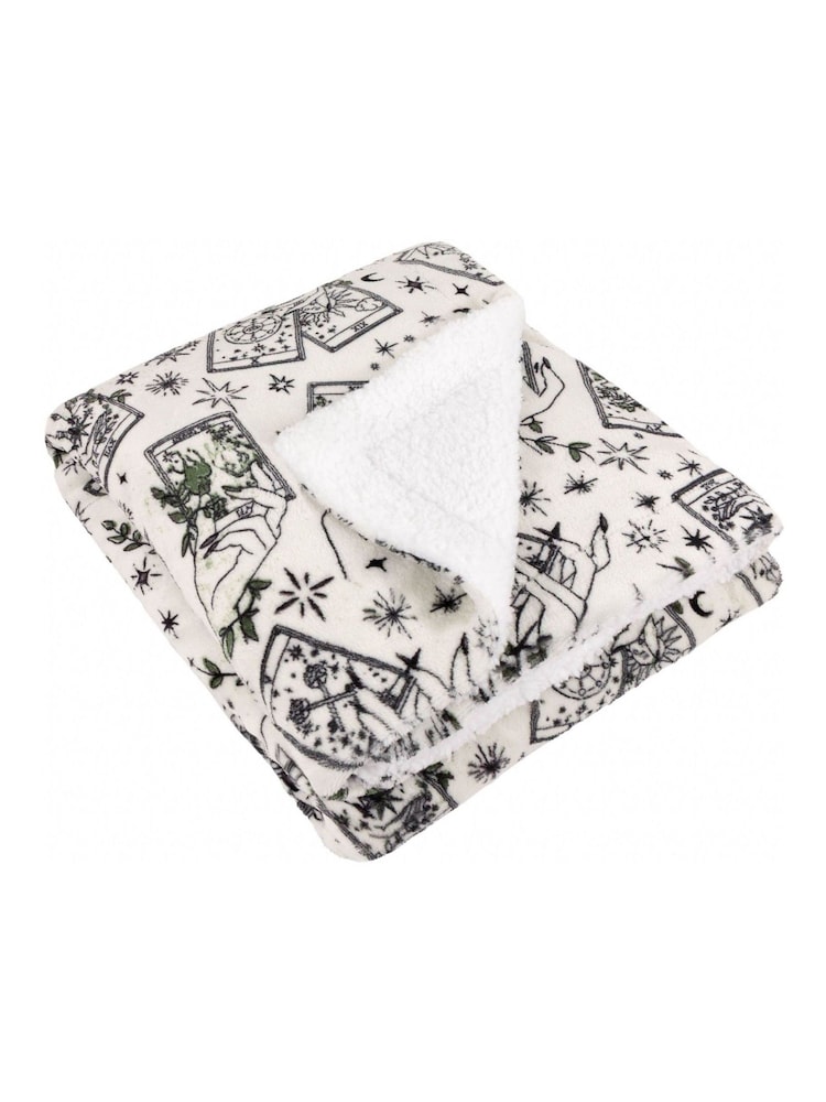 Furn Green Celestial Stories Printed Sherpa Fleece Throw - Image 2 of 6