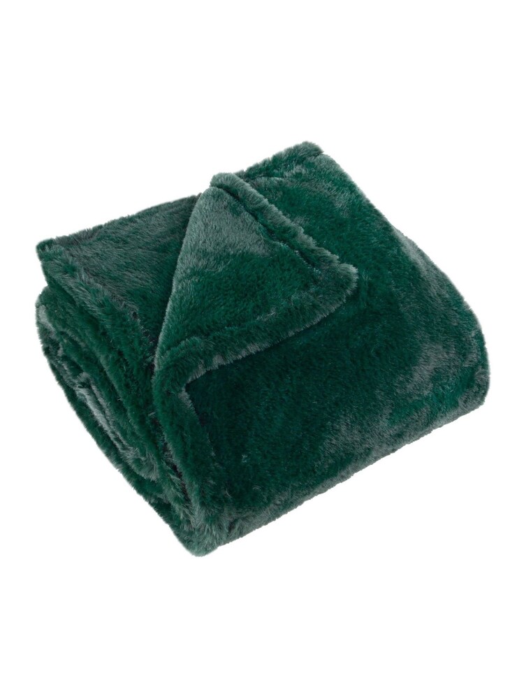 Furn Needle Green Kallu Double Sided Faux Fur Throw - Image 1 of 2 Furn Needle Green Kallu Double Sided Faux Fur Throw - Image 1 of 2