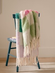 Furn Aqua Blossom Maisie Checked Tasselled Throw - Image 1 of 6