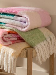 Furn Aqua Blossom Maisie Checked Tasselled Throw - Image 2 of 6