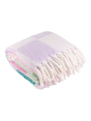 Furn Aqua Blossom Maisie Checked Tasselled Throw - Image 3 of 6