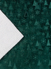 Furn Emerald Festive Time Sherpa Fleece Embossed Throw - Image 5 of 5