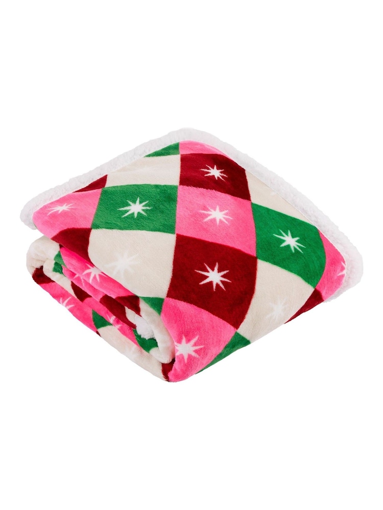 Furn Multicolour Star Sherpa Fleece Throw - Image 1 of 6