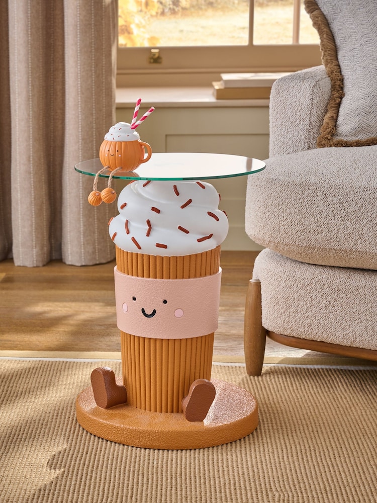 Orange Pumpkin Spiced Latte Resin Side Table - Image 1 of 4 Orange Pumpkin Spiced Latte Resin Side Table - Image 1 of 4