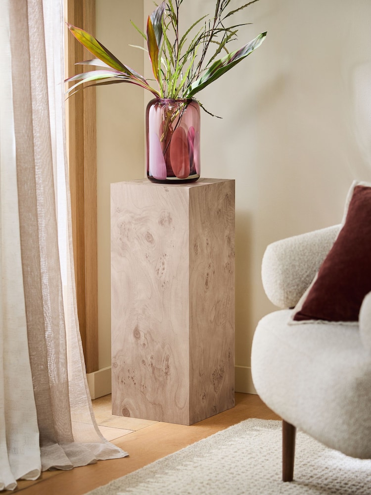 Mid Natural Burl Effect Side Table - Image 1 of 4