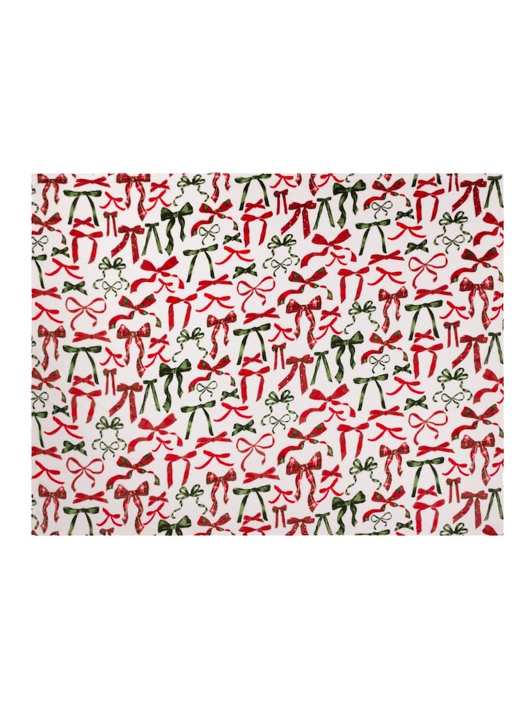 Furn Berry or Pine Festive Bows Printed Fleece Throw - Image 2 of 3