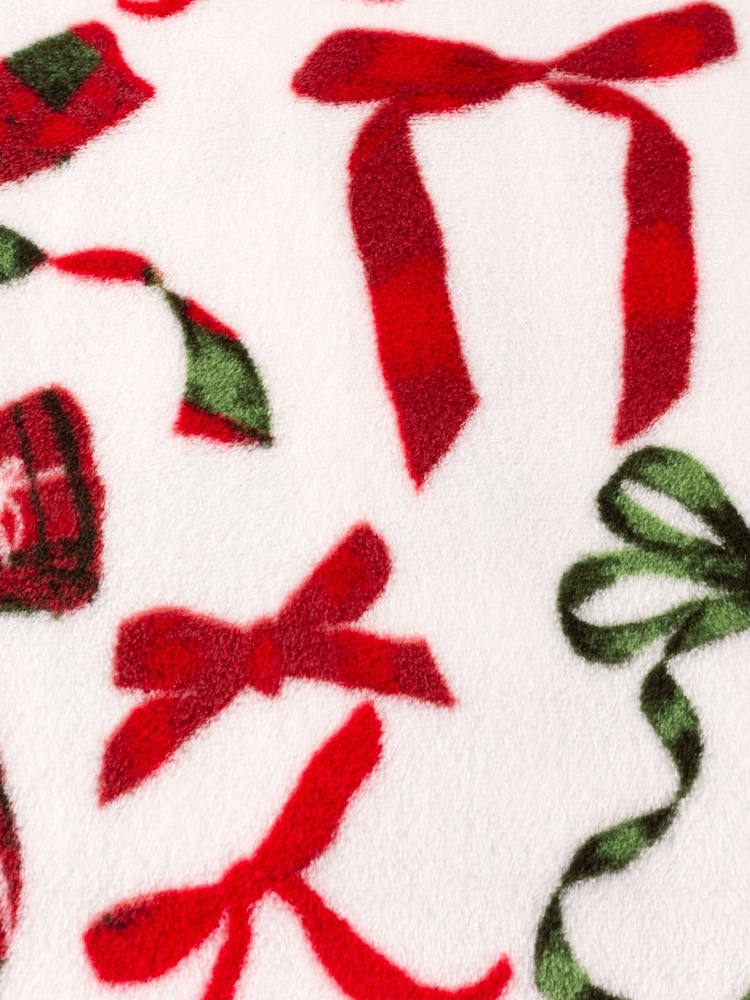 Furn Berry or Pine Festive Bows Printed Fleece Throw - Image 3 of 3 Furn Berry or Pine Festive Bows Printed Fleece Throw - Image 3 of 3