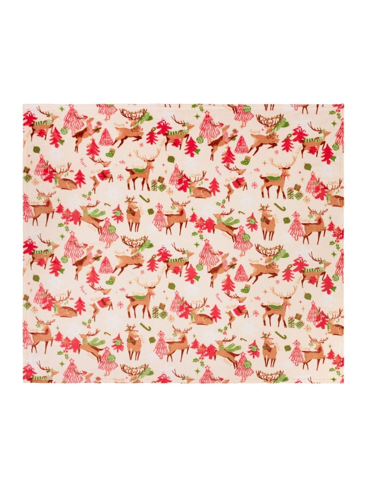 Duvet Day Multicolour Sleigh Team Printed Fleece Throw - Image 2 of 3 Duvet Day Multicolour Sleigh Team Printed Fleece Throw - Image 2 of 3