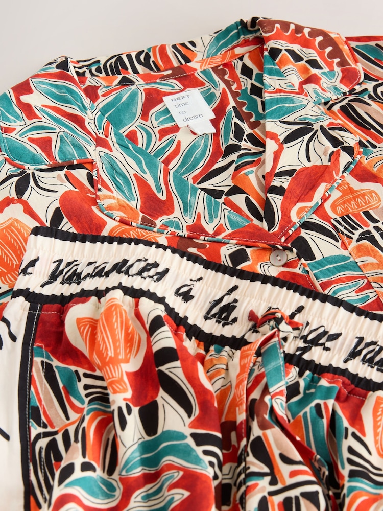 Rojo abstracto - Conjunto de Pijama corto Abotonado - Imagen 8 de 8