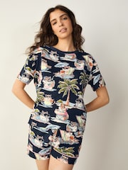 Navy Chipmunk Cotton Short Pyjamas Set - Image 1 of 7