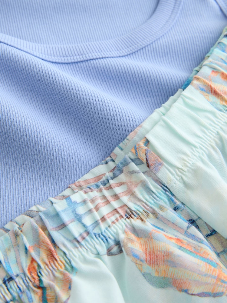 Blue Shells Rib Vest Shorts Pyjamas Set - Image 2 of 3