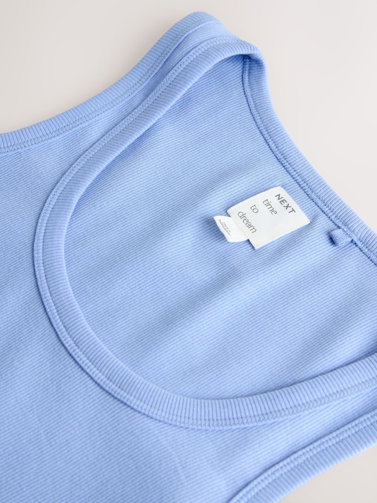 Blue Shells Rib Vest Short Pyjamas Set - Image 8 of 8