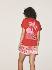 Red Palms Cotton Short Set Pyjamas - Image 3 of 9