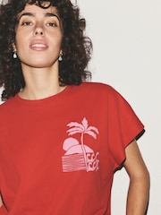 Red Palms Cotton Short Set Pyjamas - Image 5 of 9