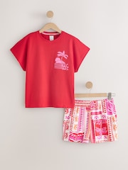 Red Palms Cotton Short Set Pyjamas - Image 6 of 9