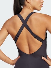 adidas Black Iconisea Padded Premium X-Back Swimsuit - Image 3 of 4