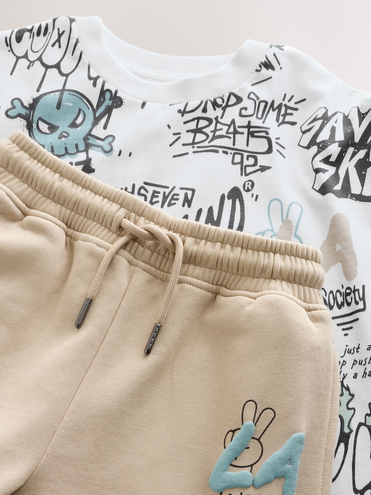 Stone Short Sleeve T-Shirt and Shorts Set (3-16yrs) - Image 4 of 4 Stone Short Sleeve T-Shirt and Shorts Set (3-16yrs) - Image 4 of 4