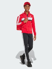 adidas Red Seasonal Essentials Tiberio 3-Stripes Tricot Tracksuit - Image 1 of 4
