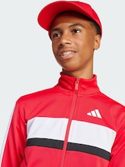 adidas Red Seasonal Essentials Tiberio 3-Stripes Tricot Tracksuit - Image 3 of 4