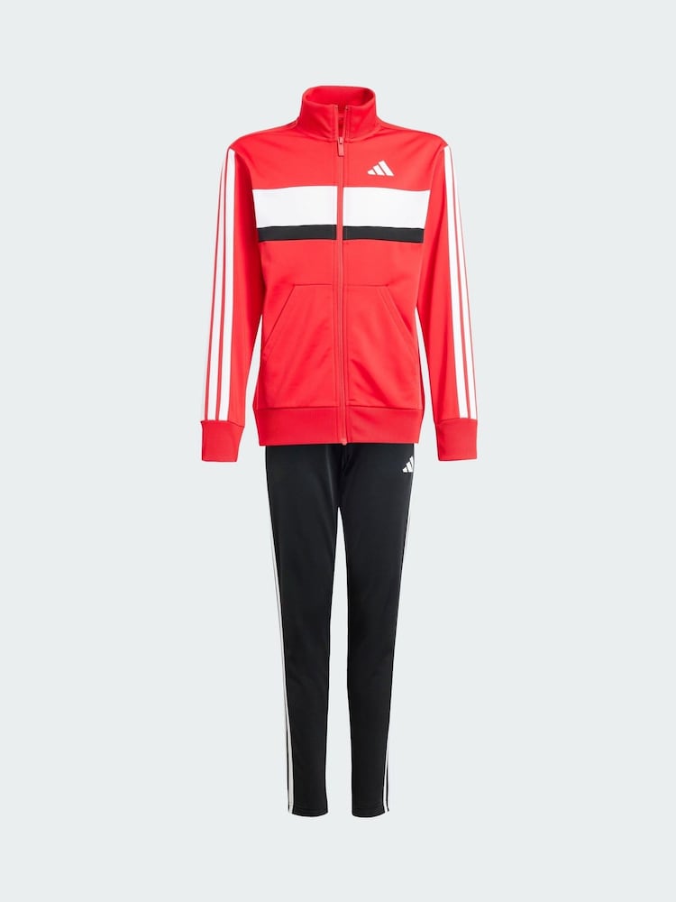 adidas Red Seasonal Essentials Tiberio 3-Stripes Tricot Tracksuit - Image 4 of 4