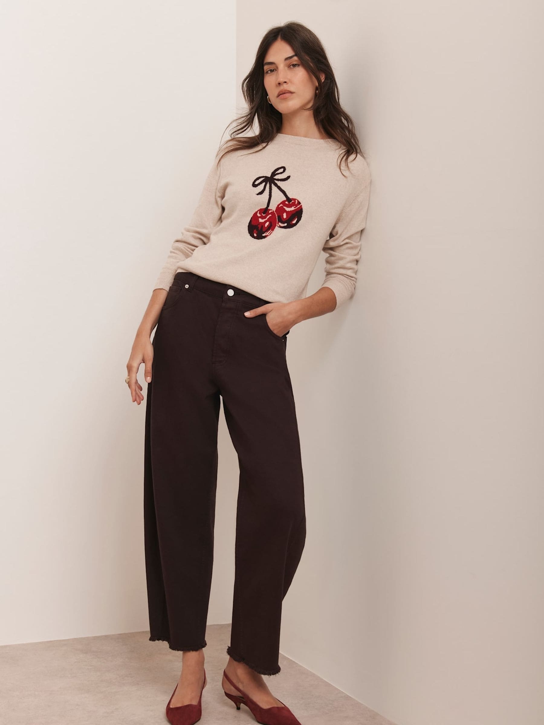Buy Mint Velvet Natural Cotton Blend Cherry Knit Jumper from Next