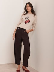 Mint Velvet Natural Cotton Blend Cherry Knit Jumper - Image 3 of 8