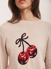 Mint Velvet Natural Cotton Blend Cherry Knit Jumper - Image 4 of 8
