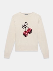 Mint Velvet Natural Cotton Blend Cherry Knit Jumper - Image 6 of 8