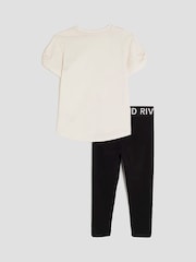 River Island Cream Lamour Bow Bag T-Shirt & Leggings Set - Image 2 of 5