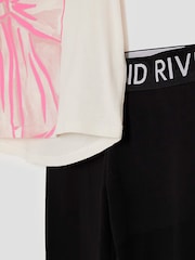 River Island Cream Lamour Bow Bag T-Shirt & Leggings Set - Image 4 of 5