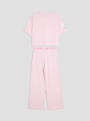 River Island Pink New York Graphic Crop T-Shirt & Wide Leg Joggers Set - Image 2 of 4