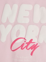 River Island Pink New York Graphic Crop T-Shirt & Wide Leg Joggers Set - Image 4 of 4