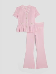 River Island Pink Peplum Waistcoat & Trousers Set - Image 1 of 5