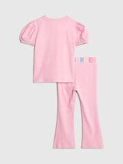 River Island Pink Always Right Dog T-Shirt & Rainbow Waistband Kickflare Leggings Set - Image 2 of 6