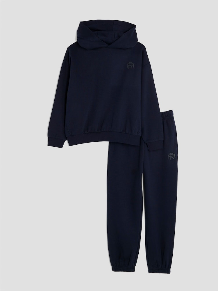 River Island Blue Essentials Hoodie & Joggers Set - Image 1 of 4