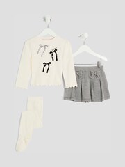 River Island Cream Bow Skort 3 Piece Set - Image 1 of 5