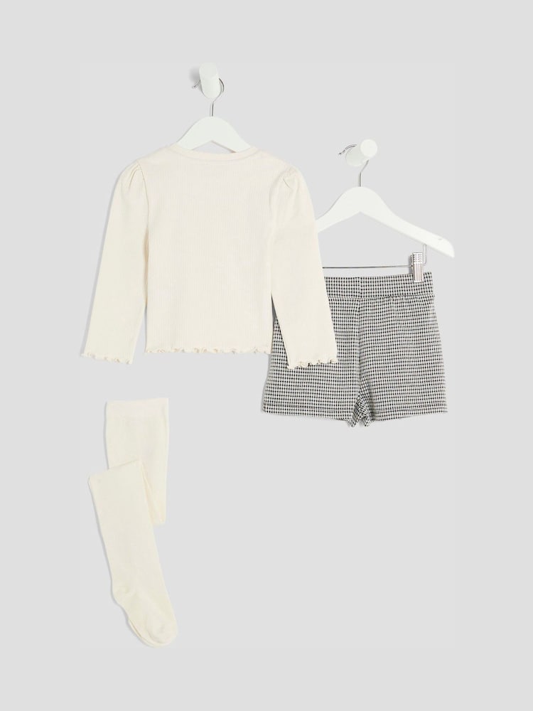 River Island Cream Bow Skort 3 Piece Set - Image 2 of 5
