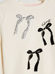 River Island Cream Bow Skort 3 Piece Set - Image 4 of 5