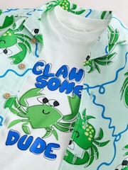 Light Blue Crab AOP Short Sleeve Printed Shirt and T-Shirts Set (6mths-7yrs) - Image 9 of 10