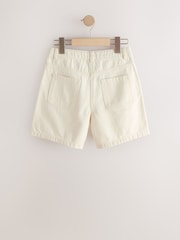 White Emrboidered Hem - Pullon Denim Shorts (3-16yrs) - Imaginea 2 din 4