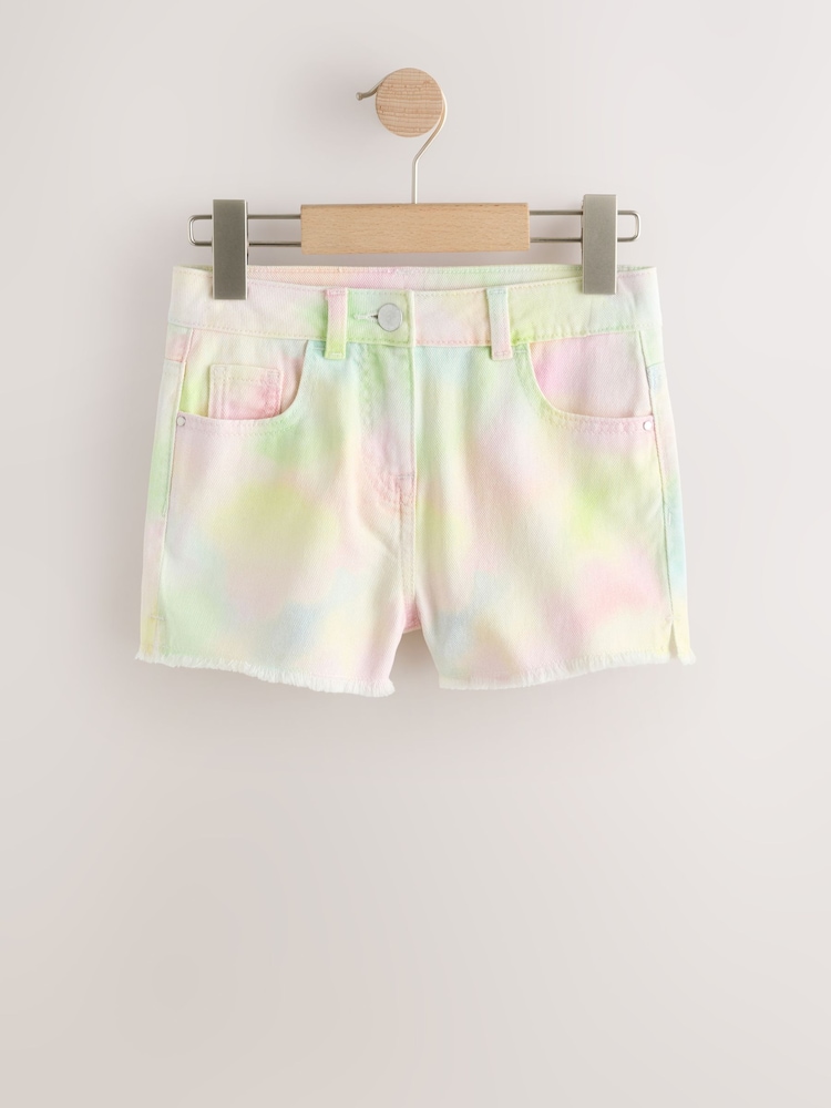 Multi Rainbow Ombre Regular Length Frayed Edge Denim Shorts (3-16yrs) - Image 1 of 4