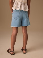 Mid Blue Denim Crochet Applique Crochet Denim Shorts (3-16yrs) - Image 3 of 8