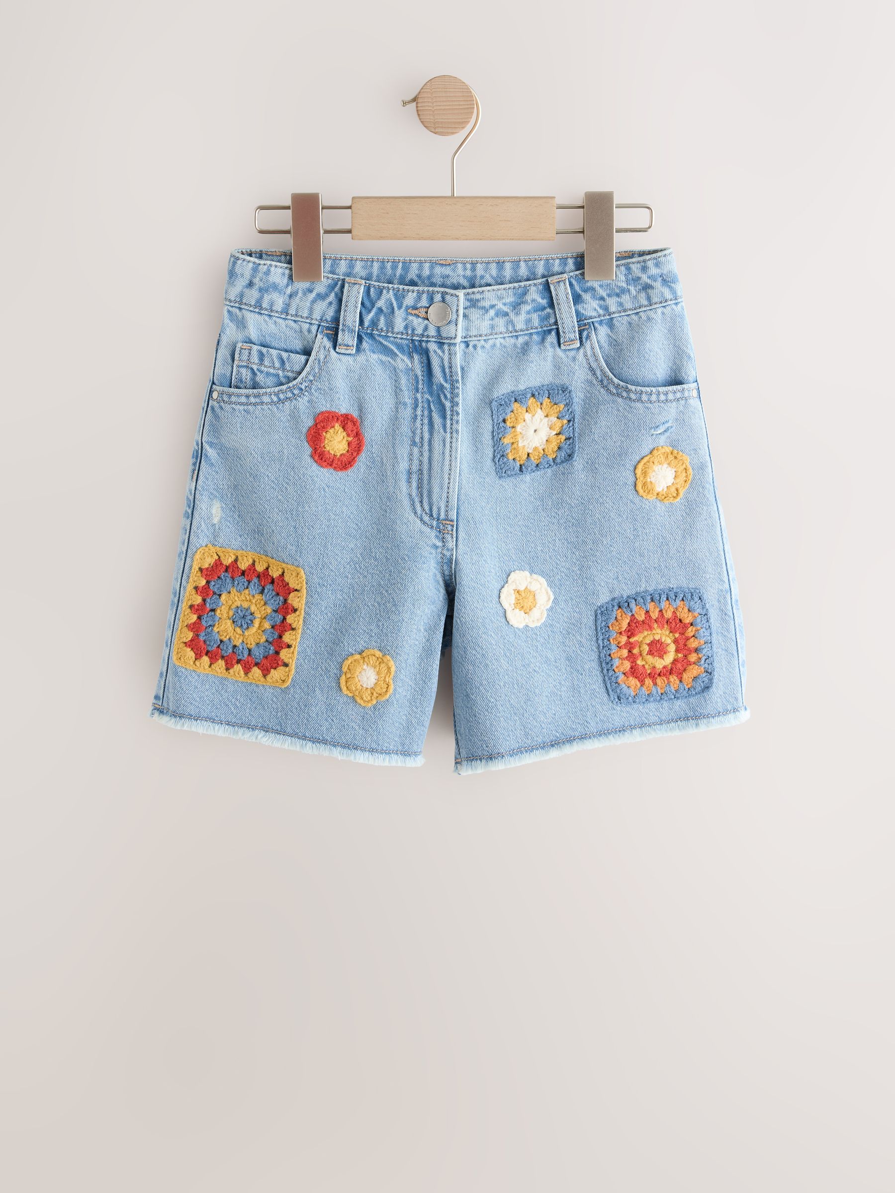 メンズ BLUE STAR CROCHET PATCH DENIM SHORTS