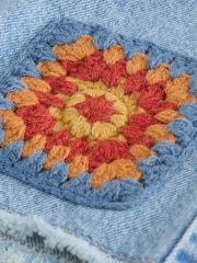 Mid Blue Denim Crochet Applique Crochet Denim Shorts (3-16yrs) - Image 7 of 8