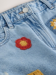 Mid Blue Denim Crochet Applique Crochet Denim Shorts (3-16yrs) - Image 8 of 8