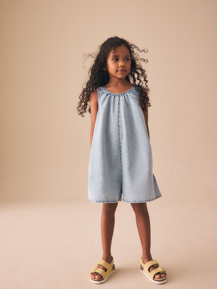 Light Wash Denim Strappy Playsuit (3-16yrs) - Image 2 of 8